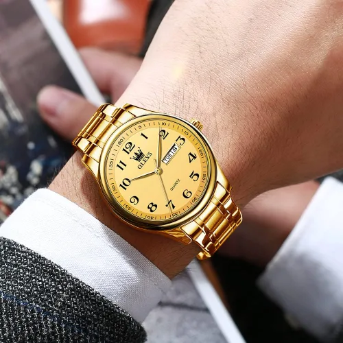 Vista 3 de OLEVS Men's Luxury Stainless Steel Watch Large Face Day Date Waterproof dorado (All Gold)
