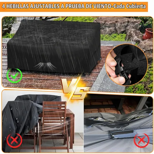 Vista 4 de Kovshuiwe Juego de 4 fundas impermeables para patio, sillas de jardín, mesa de café, funda para conjunto de muebles de patio para sofá exterior