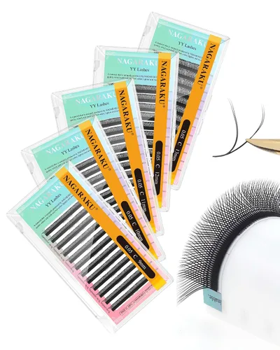 Vista 65 de NAGARAKU YY - Extensiones de pestañas, suministros Y, Lash 4D, Easy Fan, pestañas cruzadas de volumen ruso, pestañas YY, tejidas a mano, malla