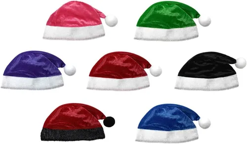 Vista 2 de Sombrero de Papá Noel de felpa azul para adultos Navidad Navidad Navidad fiesta fiesta sombrero