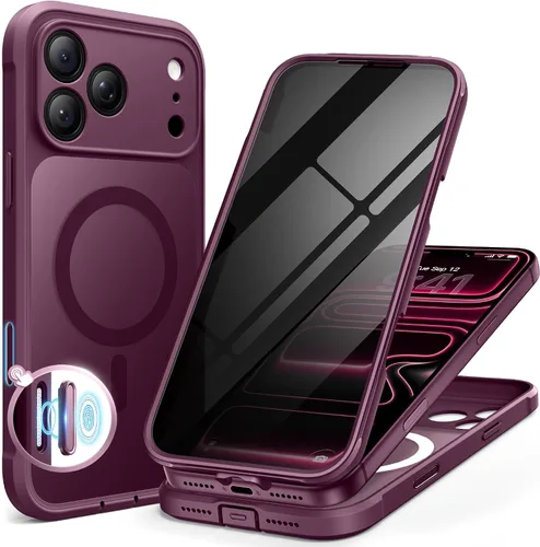 Vista 56 de BERFY Funda para iPhone 12 Pro Max, compatible con MagSafe, protector de pantalla de privacidad integrado y protección de cámara, antiespía