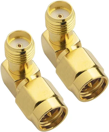 Vista 5 de Adaptador SMA macho a hembra de ángulo recto de 90 grados, 50 ohmios Paquete de 2 piezas