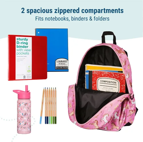 Vista 5 de Wildkin Mochila infantil de 15 pulgadas para niños y niñas, perfecta para viajes escolares en la escuela primaria, cuenta con respaldo acolchado