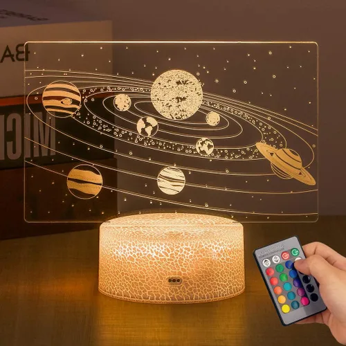 Vista 9 de Lámpara de fútbol 3D Luz nocturna: Regalos para niños y niñas con control remoto táctil, varios colores con brillo ajustable, alimentada por