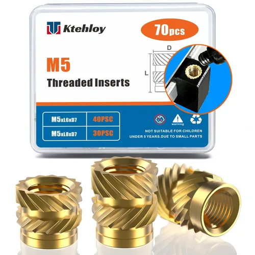 Vista 14 de 51 piezas de insertos roscados de 1/4"-20, kit surtido de tuercas moleteadas SAE de rosca hembra, inserto de calor de latón para impresión 3D piezas