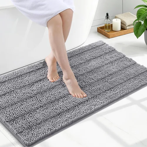 Vista 118 de Grandaily Alfombras de baño de felpilla a rayas de 24 x 16 pulgadas, extra gruesas y suaves, absorbentes, parte trasera de goma, alfombra de ducha