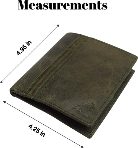 Vista 3 de Cartera de piel de cordero premium con bloqueo RFID, plegable, hipster, para tarjetas de crédito, Cavelio Verde, Bifold