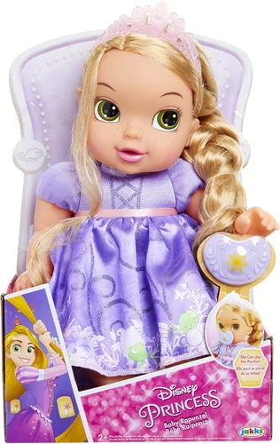 Vista 3 de Disney Princess Muñeca Rapunzel de lujo para bebé con chupete de juguete