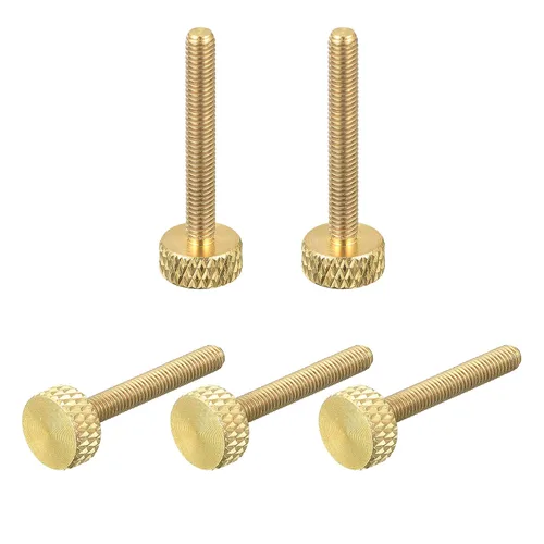 Vista 8 de uxcell 2 tornillos moleteados de latón para pulgar, M3x8mm de agarre plano, perno de sujeción para electrónicos, mecánicos
