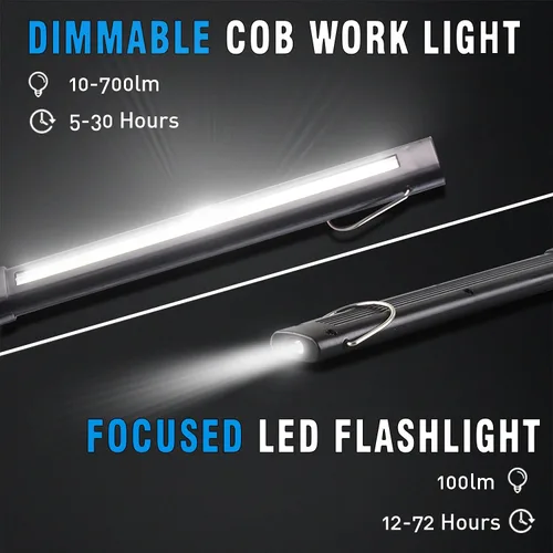 Vista 2 de Dr. Prepare - Luz LED de trabajo, 700 lúmenes, luz de trabajo recargable plegable, 3200 mAh, inalámbrica, portátil, magnética, luz de inspección LED