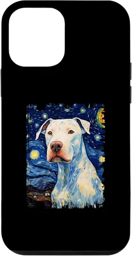 Vista 12 de iPhone 14 Dogo Argentino Dog Starry Night Painting Dog Mom Dad Case