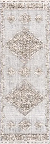 Vista 8 de Hauteloom Aria - Alfombra para sala de estar y dormitorio, con borde geométrico de medallón de diamante, envejecida, bohemio, transicional, tribal