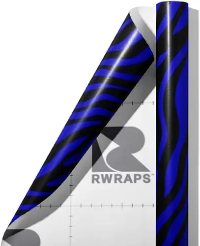 Vista 4 de Rwraps - Rollo de película de vinilo brillante con diseño de cebra azul, 59 pulgadas x 1 pie para automóvil