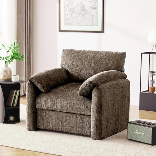 Vista 8 de Howjoe Sillón Extragrande de Chenilla, Sillas de Acento de 38.6 Pulgadas de Ancho para Sala de Estar y Dormitorio Silla de Descanso Moderna, Silla