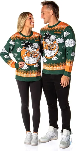 Vista 3 de Dragon Ball Z Suéter Navideño Feo para Hombre de Goku Niño en Nube Nimbus de Punto Tipo Pullover