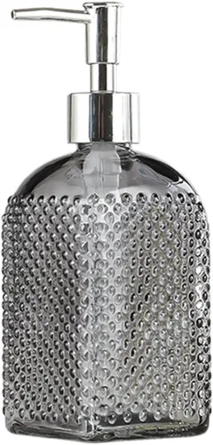 Vista 8 de Sizikato Botella dispensadora de jabón de vidrio con superficie con cuentas, 16 oz