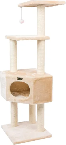 Vista 7 de árbol de gato muebles condo Armarkat, altura 50 pulgadas a 60 pulgadas, Beige