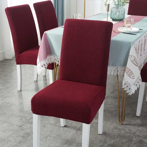 Vista 6 de Mantel rectangular de algodón y lino a prueba de polvo, lavable, resistente a las arrugas, juego de funda de silla elástica para la cocina, comedor
