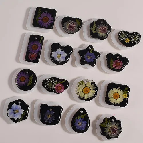 Vista 7 de Juego de moldes de joyería de 16 piezas - Colgante ovalado, resina y arcilla, moldes 3D y de silicona para fundición de resina y fabricación