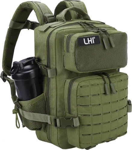 Vista 12 de LHI - Mochila táctica militar para hombre, 25/45 L, mochila grande Molle del ejército, mochila de asalto de 3 días, para senderismo