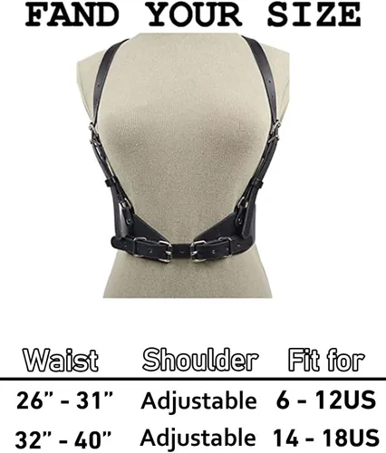 Vista 4 de Tecotely Punk Leather Body Harness for Women, Adjustable Body Chain Belt Rave Accessories
