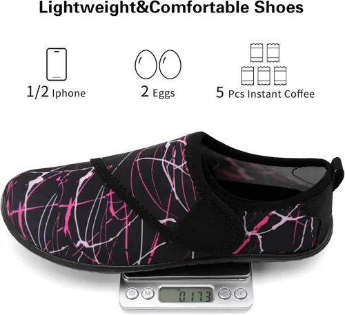 Vista 6 de Lisdwde Zapatos de agua antideslizantes para hombre y mujer, zapatos de natación, deportes de playa, secado rápido, zapatos de calcetín para mujeres
