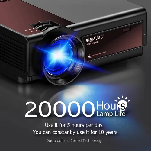Vista 4 de Mini proyector, proyector Bluetooth WiFi 5G, staratlas 12000L Native 1920* 1080 P, proyector de video al aire libre, cine en casa compatible