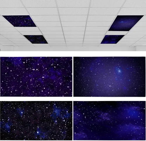 Vista 13 de ROCEEI Paquete de 4 cubiertas de luz fluorescente para luces de techo, 4 x 2 pies, cubiertas magnéticas de luz para aula, oficina, hogar, escuela