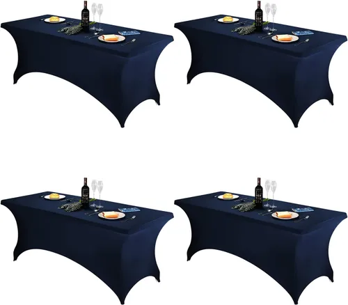 Vista 18 de FORLIFE - Funda de mesa de elastano, mantel ajustado de 4 pies para mesas rectangulares, funda elástica para patio, universal para bodas, banquetes