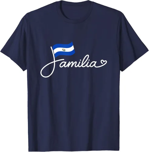 Vista 69 de El Salvador Familia - Camiseta con texto en inglés "La Familia de la Bandera Salvadoreña