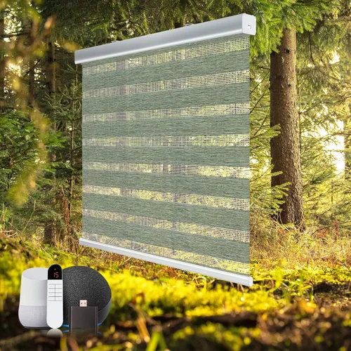 Vista 11 de Persianas motorizadas con control remoto de cebra, cenefa de aluminio mejorada, persianas automáticas para ventanas, persianas eléctricas de doble
