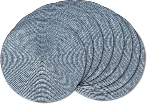 Vista 47 de AHHFSMEI Juego de 6 manteles individuales redondos trenzados de 15 pulgadas para mesas de comedor, tejido natural, resistentes al calor, color beige