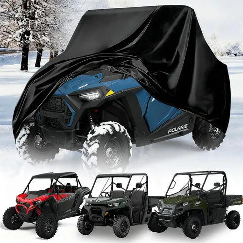 Vista 8 de QYMOTO Fundas universales UTV de 2 a 3 plazas, lado a lado, cubierta UTV resistente al viento, impermeable, protección al aire libre para Polaris