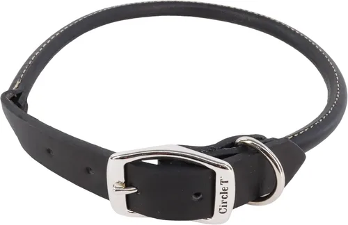 Vista 20 de Coastal Pet - Circle T - Collar redondo de cuero curtido de roble para perro, cómodo para perros con pelo largo o piel sensible, collar para Negro