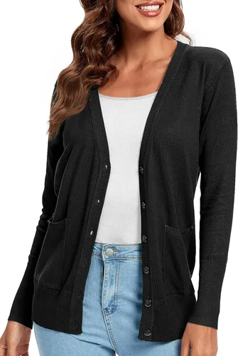 Vista 2 de Urban CoCo suéter básico de manga larga con botones para mujer