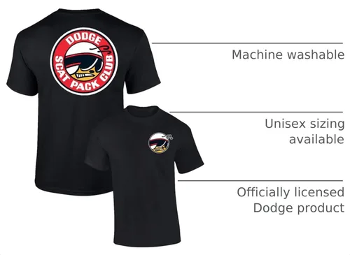 Vista 2 de Dodge SCAT Pack Club Camiseta Delantera y Trasera Negro