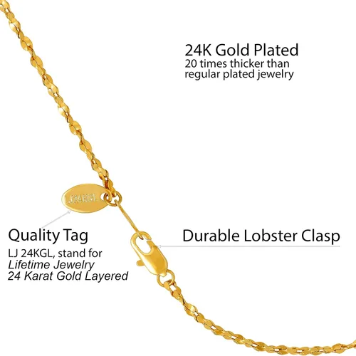 Vista 4 de LIFETIME JEWELRY Tobillera de 0.059in trenzado Nugget para mujer pulsera chapada en oro de 24 quilates