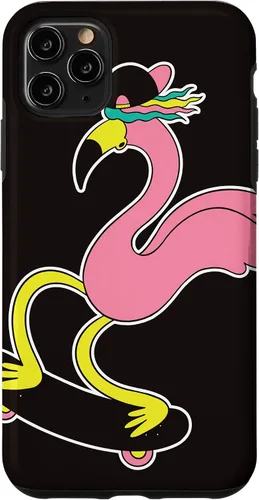 Vista 4 de iPhone 12 Mini Flamingo Skater Skateboard Tropical Funny Animal Lover Estuche de regalo