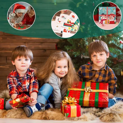 Vista 7 de PEUTIER 24 mini tarjetas de felicitación de Navidad, 3 x 3 pulgadas, bonitas tarjetas de felicitación navideñas, paquete surtido para familiares