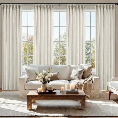 Vista 23 de MIULEE Juego de 4 paneles de cortinas plisadas de lino de 40 x 84 pulgadas Beige Blanco