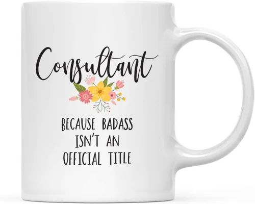 Vista 72 de Andaz Press Taza de café de 11 onzas, regalo de broma, tía porque Badass no es un título oficial, gráfico floral, 1 paquete