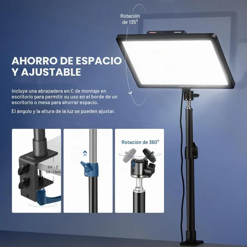 Vista 8 de NEEWER Luz LED de 15.5 pulgadas, abrazadera en el panel de escritorio, iluminación de video para grabación de juegos, llamada de zoom, CRI97+, 2.4G