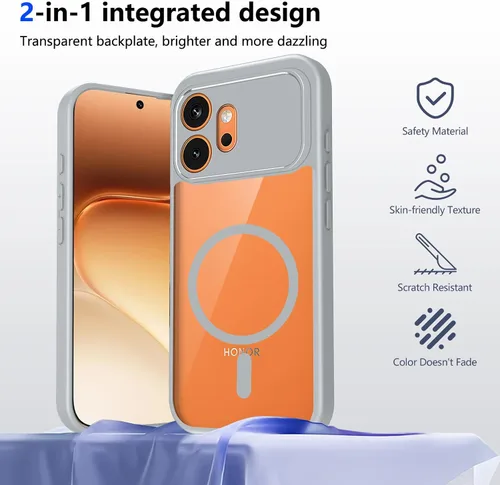 Vista 706 de Funda magnética transparente compatible con Xiaomi 17T, color negro 2 en 1 PC + TPU cubierta de teléfono a prueba de golpes, carcasa protectora