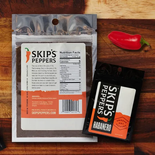 Vista 3 de Skips Peppers - Mezcla de Habanero, 0.85 oz - Habanero molido de pimientos ahumados, lleno de calor, perfecto para recetas de chile, pescado