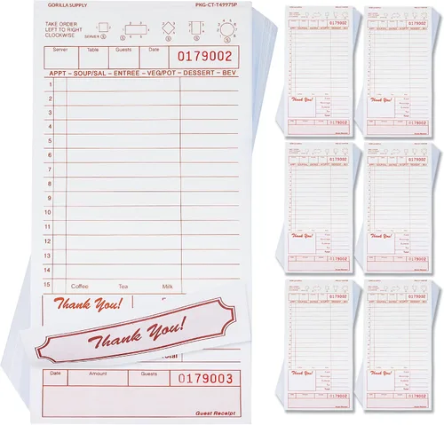 Vista 16 de [1000] Gorilla Supply - Mini libro de cheques de invitados de 3.4 x 5.04 pulgadas, bloc de notas de servidor para camarero y camarera, cheques