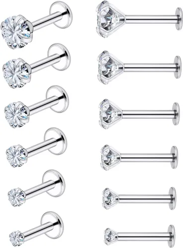 Vista 9 de Vsnnsns Anillos de labio de acero inoxidable 16G Tragus Helix Conch Piercing de serpiente Piercing Monroe Lip Anillos Labret Medusa cartílago lóbulo