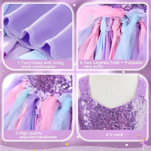 Vista 5 de Suppromo Vestido tutú para niñas pequeñas, fiesta de cumpleaños, vestido de tul con lentejuelas brillantes para niñas pequeñas, concurso