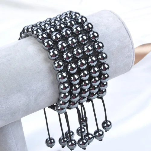 Vista 2 de Massive Beads - Pulsera de cuentas de cristales de macramé con poder curativo natural, unisex, ajustable, 516 pulgadas (8 mm)