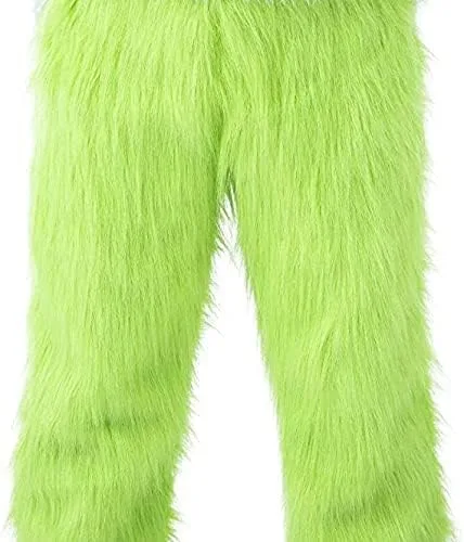Vista 7 de Itopfox Disfraz de monstruo verde de Navidad, traje de Santa para hombres adultos para Navidad con máscara