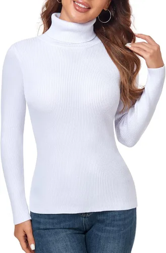 Vista 2 de nine bull Suéter de punto de cuello alto elástico básico sólido para mujer